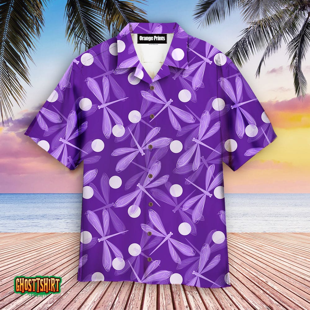 Violet Dragonfly Aloha Hawaiian Shirt