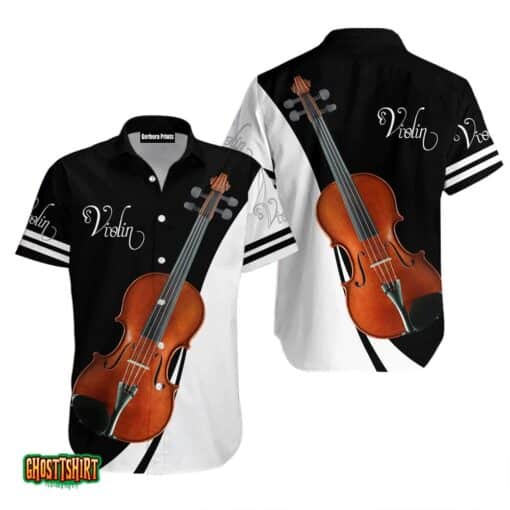Violin Music Black And White Aloha Hawaiian Shirt