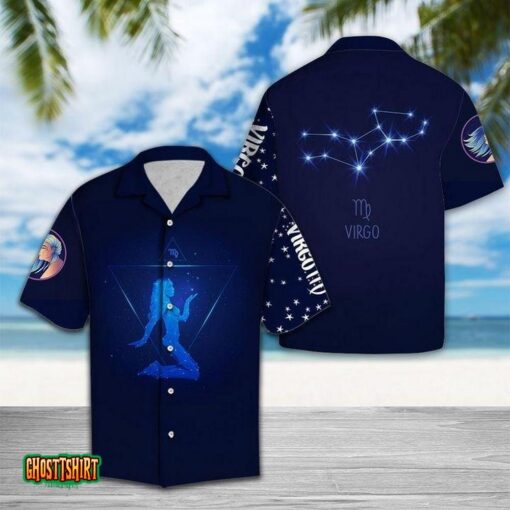Virgo Horoscope Blue Aloha Hawaiian Shirt