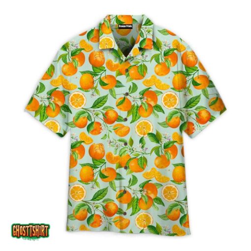 Watercolor Orange Fruit Pattern Aloha Hawaiian Shirt