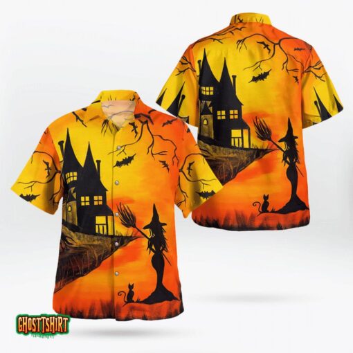 Welcome To Haunted Witch’s House Twilight Halloween Aloha Hawaiian Shirt