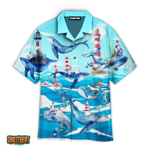 Whale Love Ocean Love Sky Aloha Hawaiian Shirt