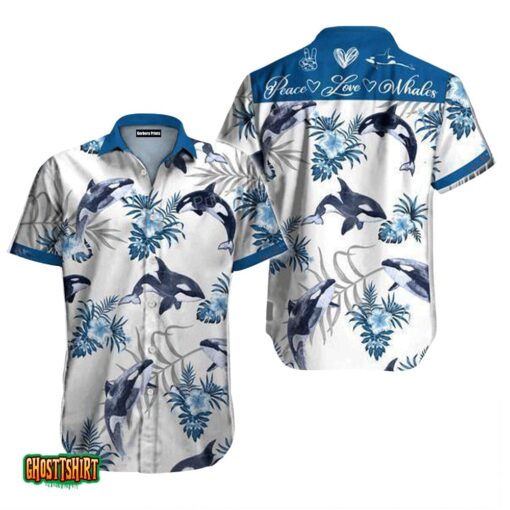 Whale White And Blue Aloha Hawaiian Shirt