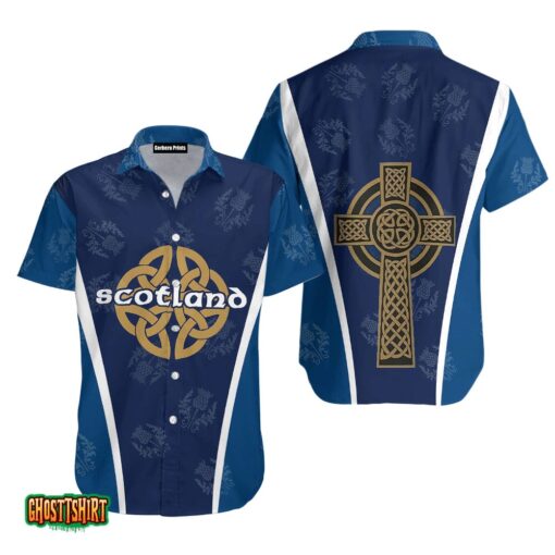 Windmill Scotland Celtic Thistle In Me St Patrick’s Day Blue And White Aloha Hawaiian Shirt
