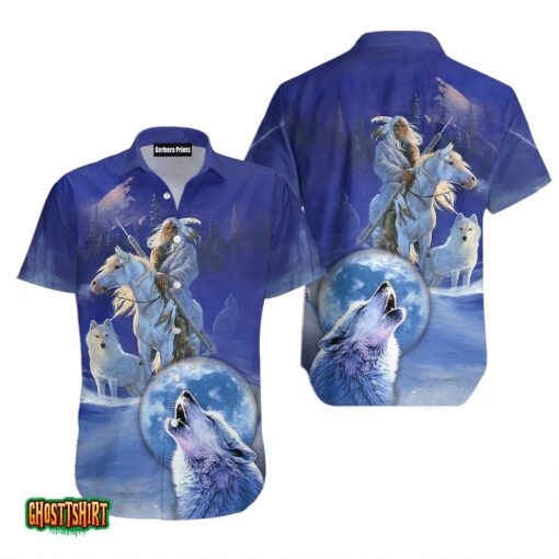Wolf Dog Native American And Horse Aloha Hawaiian Shirt