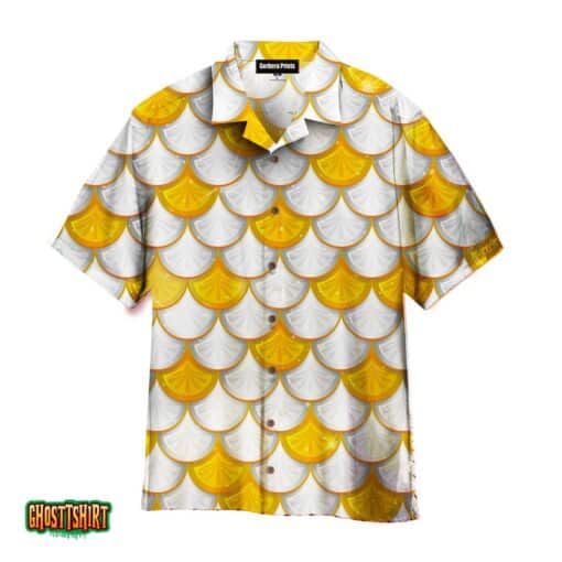Yellow And White Mermaid Scales Aloha Hawaiian Shirt