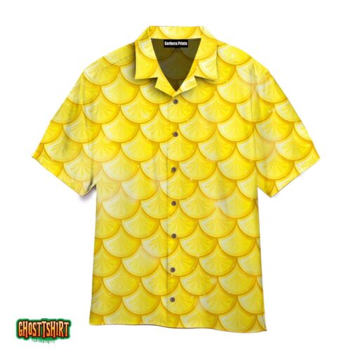 Yellow Mermaid Scales Pattern Aloha Hawaiian Shirt
