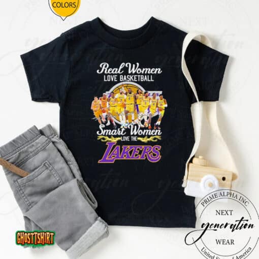 2023 Real Women Love Basketball Smart Women Love The Los Angeles Lakers Light Signatures Unisex T-Shirt