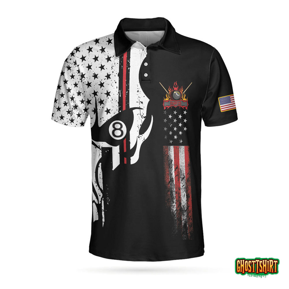 8-ball Mafia Skull Billiards Pool Custom Polo Shirt