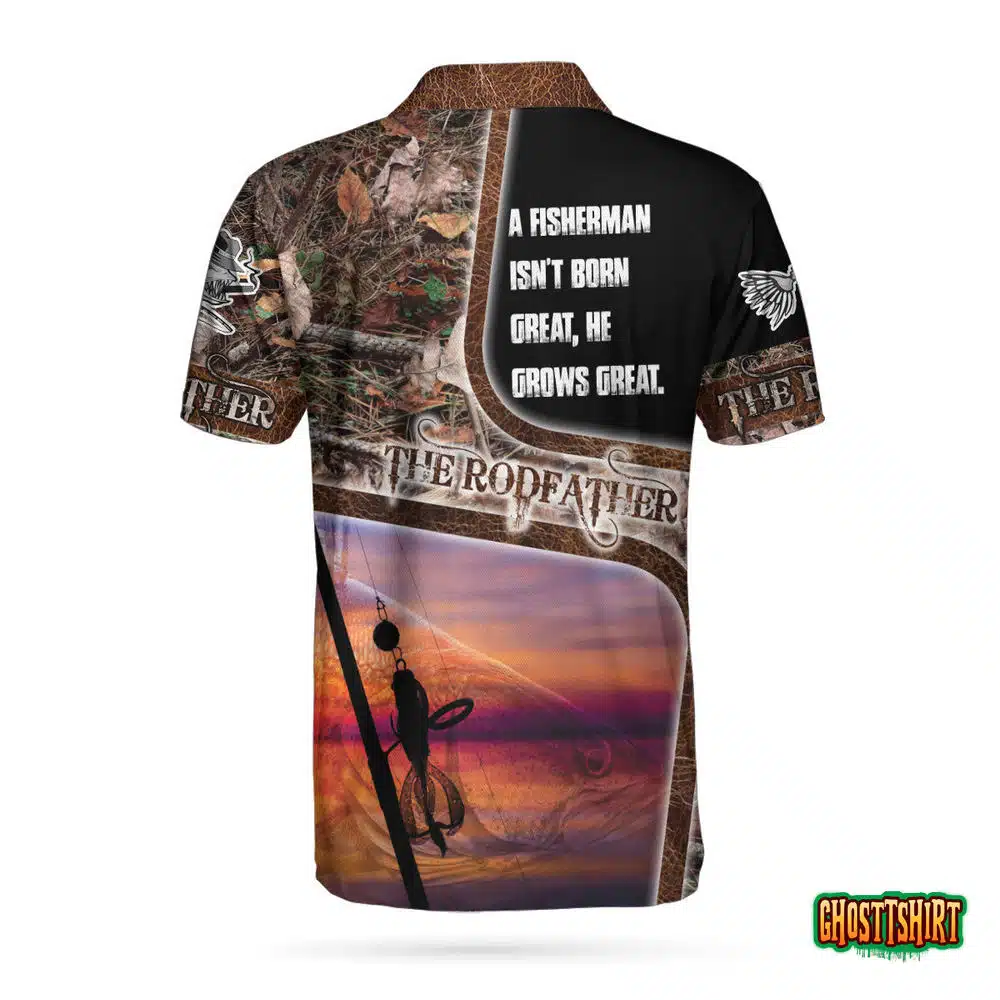 A Great Fisherman Isn’t Born Great Print Polo Shirt