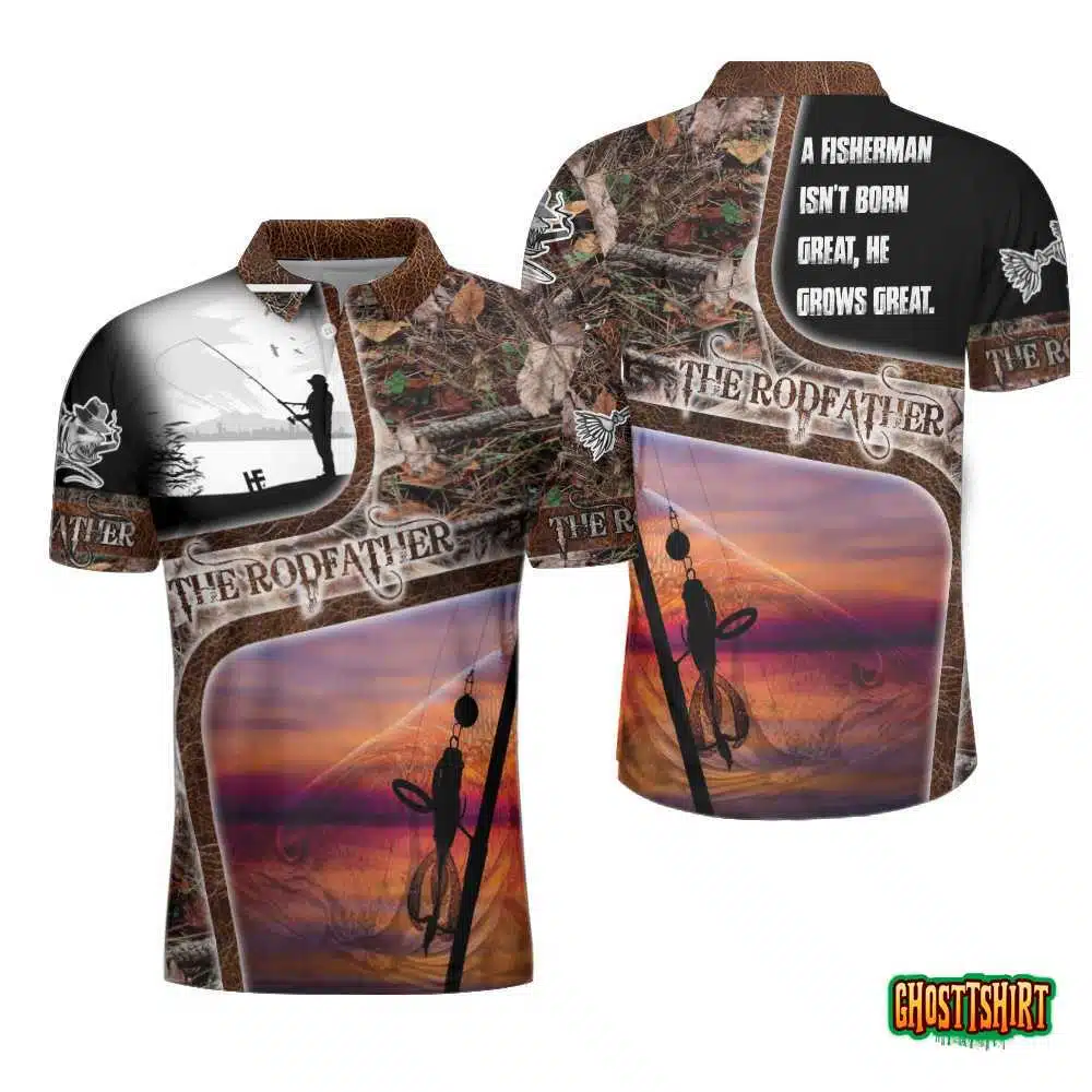 A Great Fisherman Isn’t Born Great Print Polo Shirt