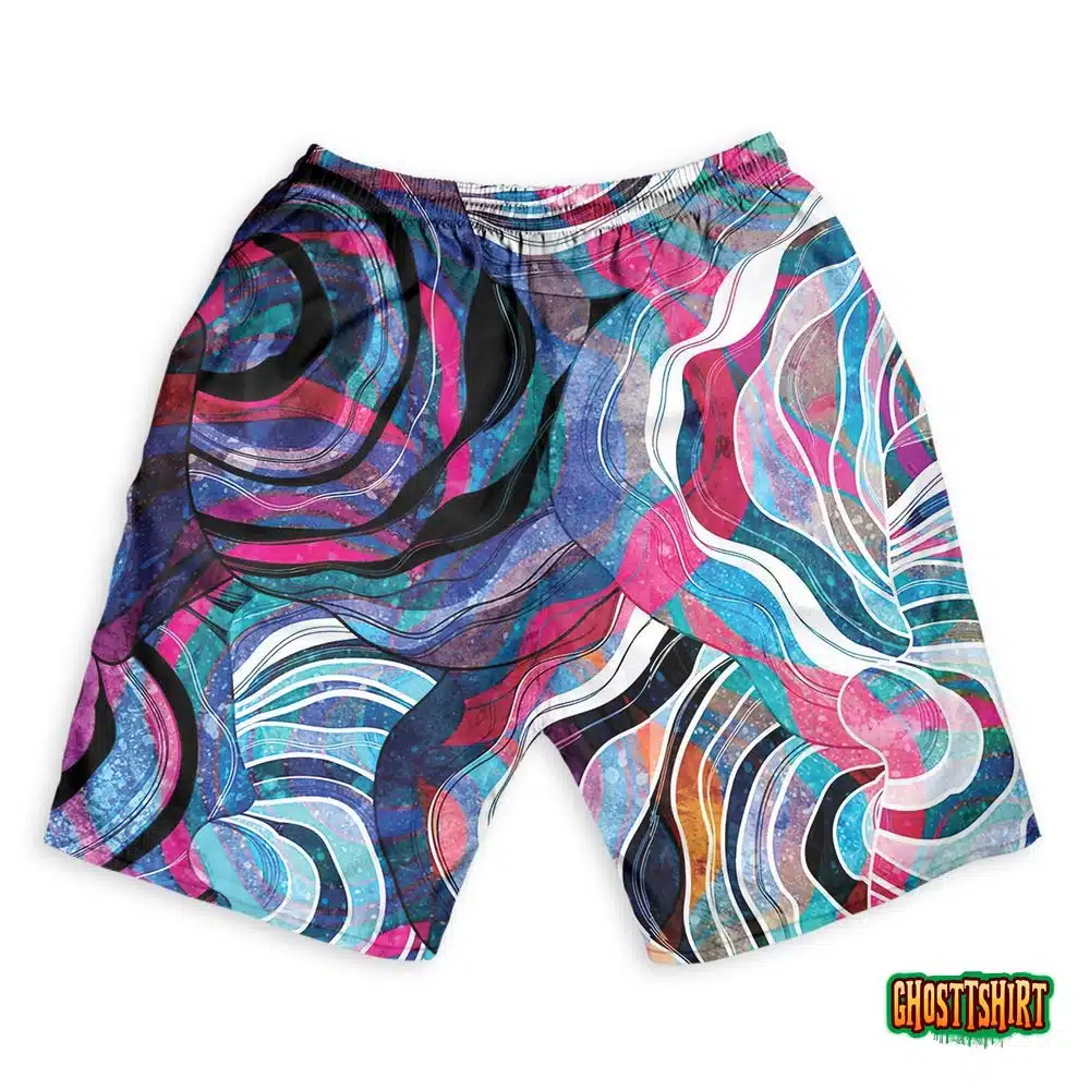 Abstract Geometric Watercolor Retro Hawaiian Beach Shorts