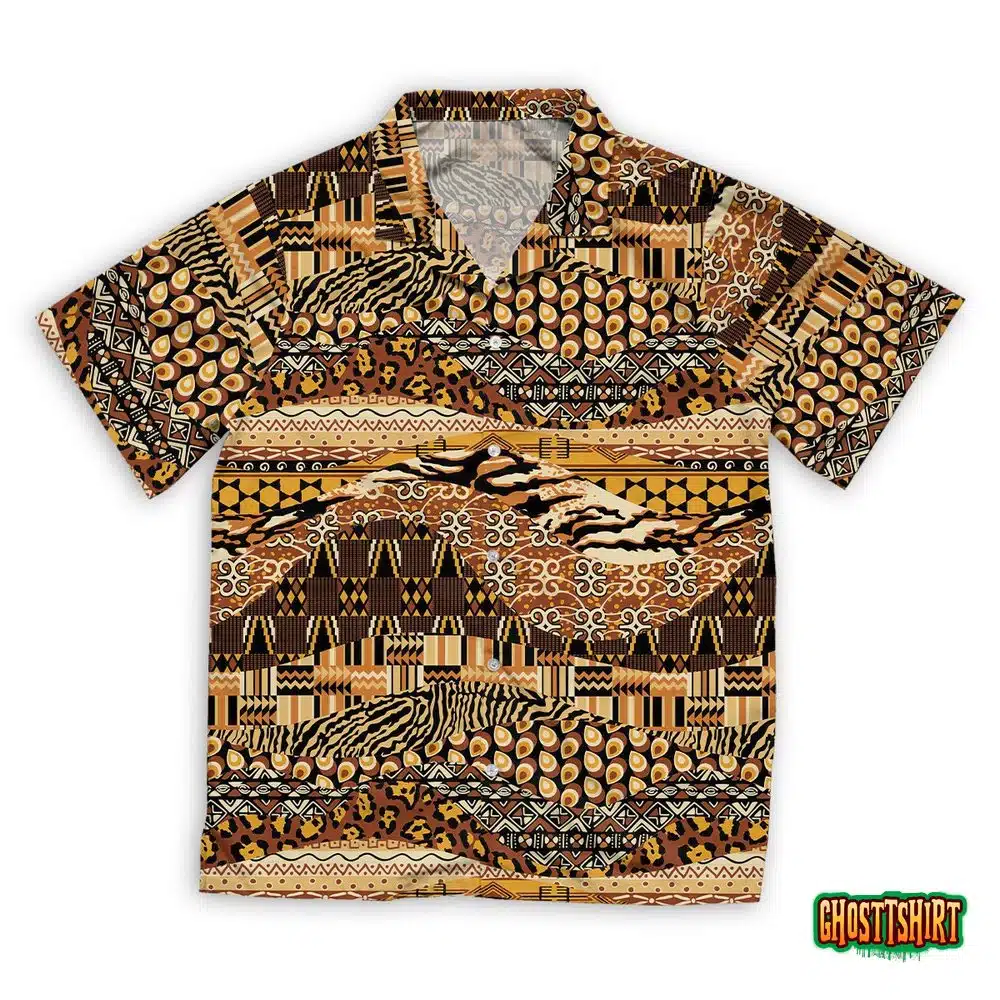 African Style Fabric Patchwork Background Hawaiian Beach Shirt