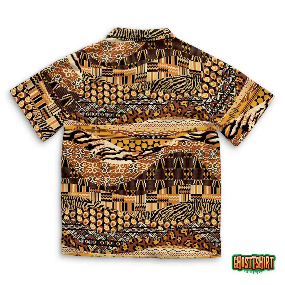 African Style Fabric Patchwork Background Hawaiian Beach Shirt