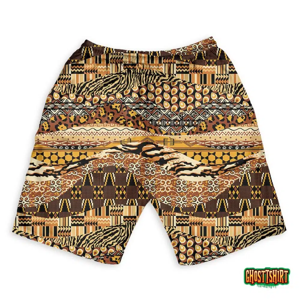 African Style Fabric Patchwork Background Hawaiian Beach Shorts