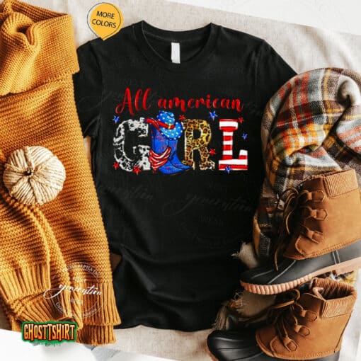 All American Girl Cowgirl Boots 4th Of July Unisex T-Shirt