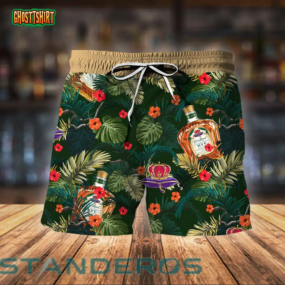 Aloha Summer Flowers Crown Royal Hawaiian Beach Shorts