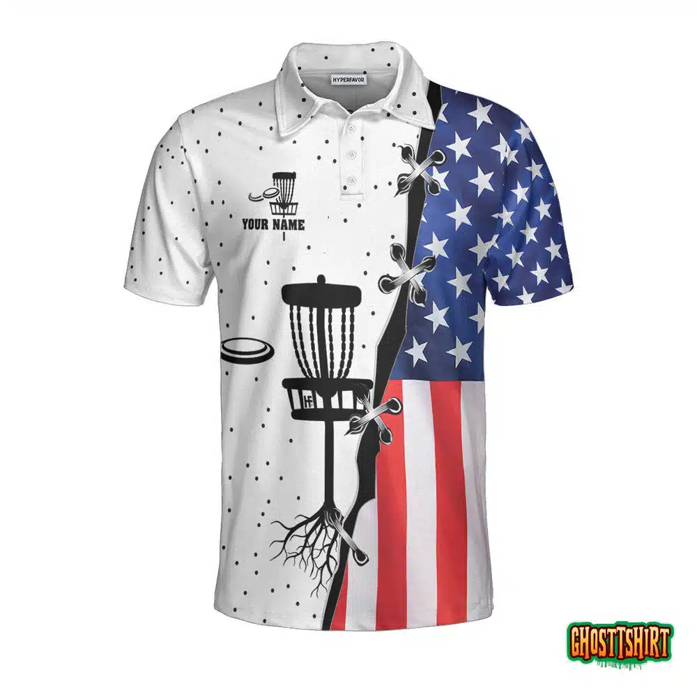 American Flag Disc Golf Custom Polo Shirt