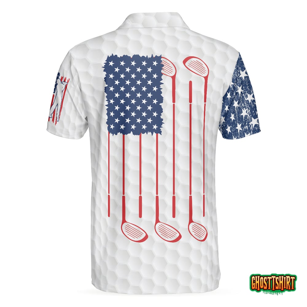 American Flag Ripped Golf Polo Shirt