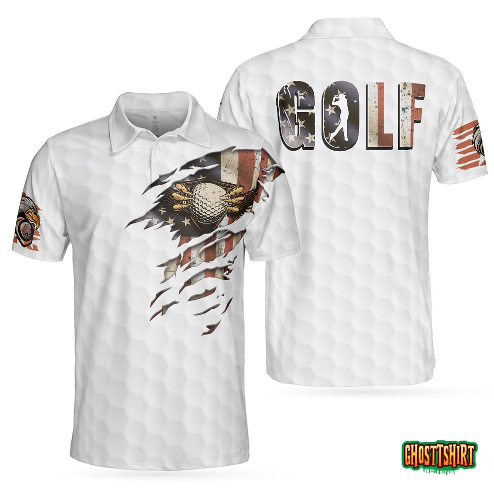 American Golfer Eagle Golf Ball Texture Polo Shirt