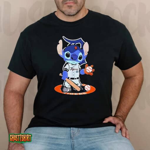 Baby Stitch Detroit Tigers Baseball Logo 2023 Unisex T-Shirt