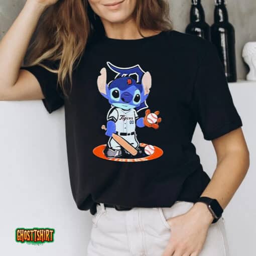 Baby Stitch Detroit Tigers Baseball Logo 2023 Unisex T-Shirt