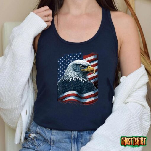 Bald Eagle Proud Patriotic American Us Flag 4th Of July T-Shirt