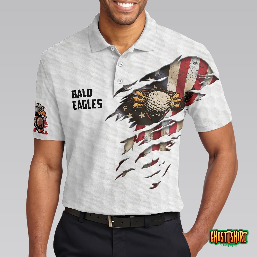 Bald Eagles American Flag Polo Shirt