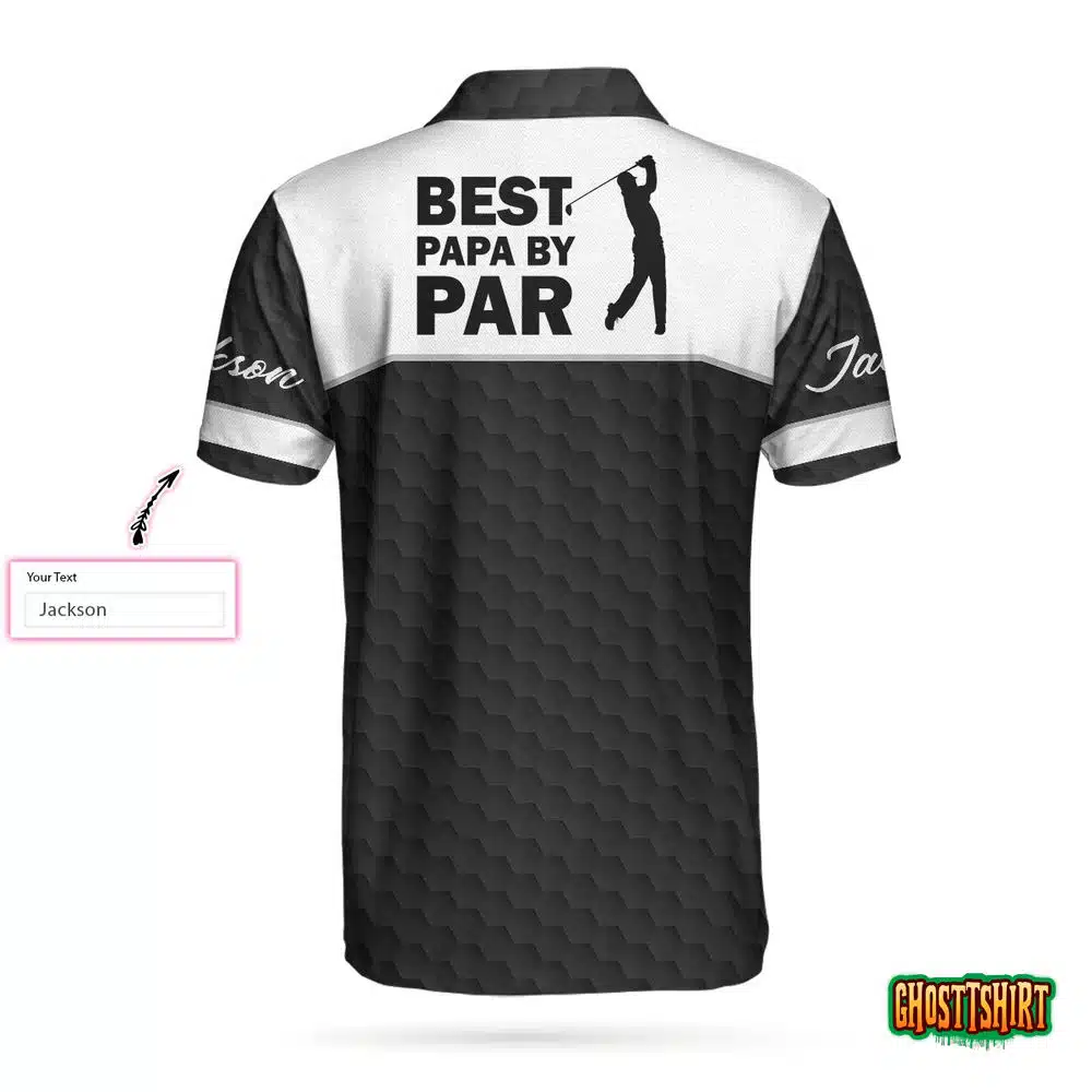 Best Papa By Par Black Golf Pattern Custom Polo Shirt