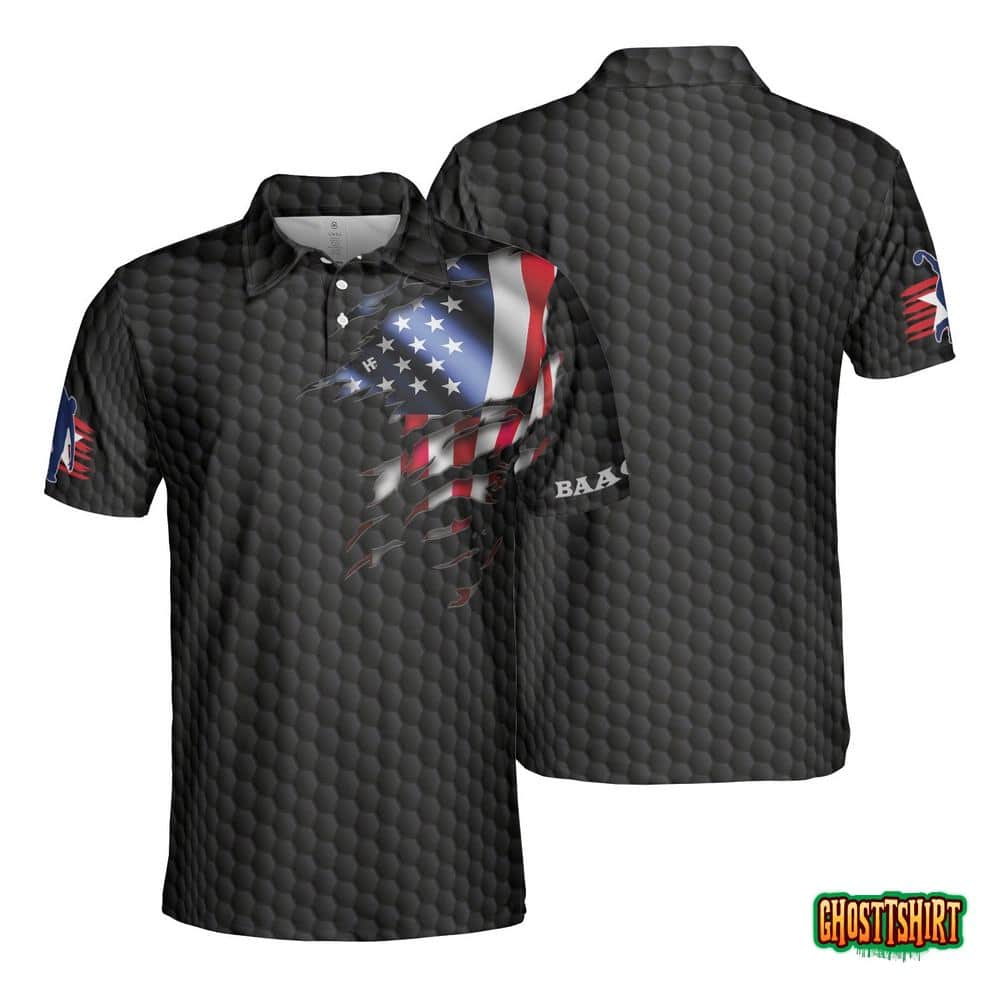 Black American Flag Bowling Custom Polo Shirt