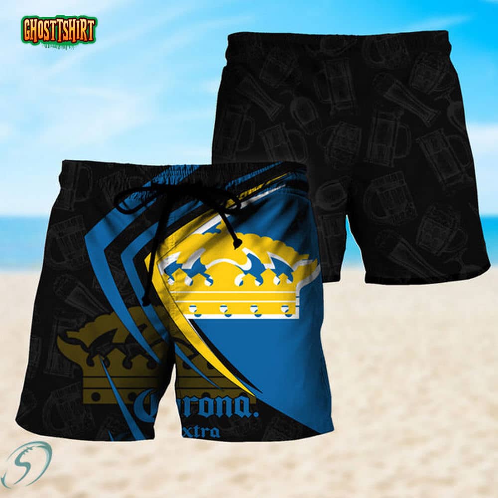 Black Mix Esport Corona Extra Beer Hawaiian Beach Shorts