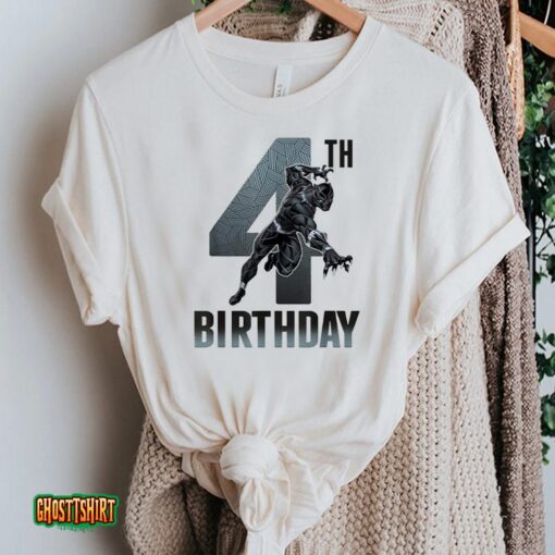 Black Panther Birthday – Action Pose 4th Birthday Unisex T-Shirt