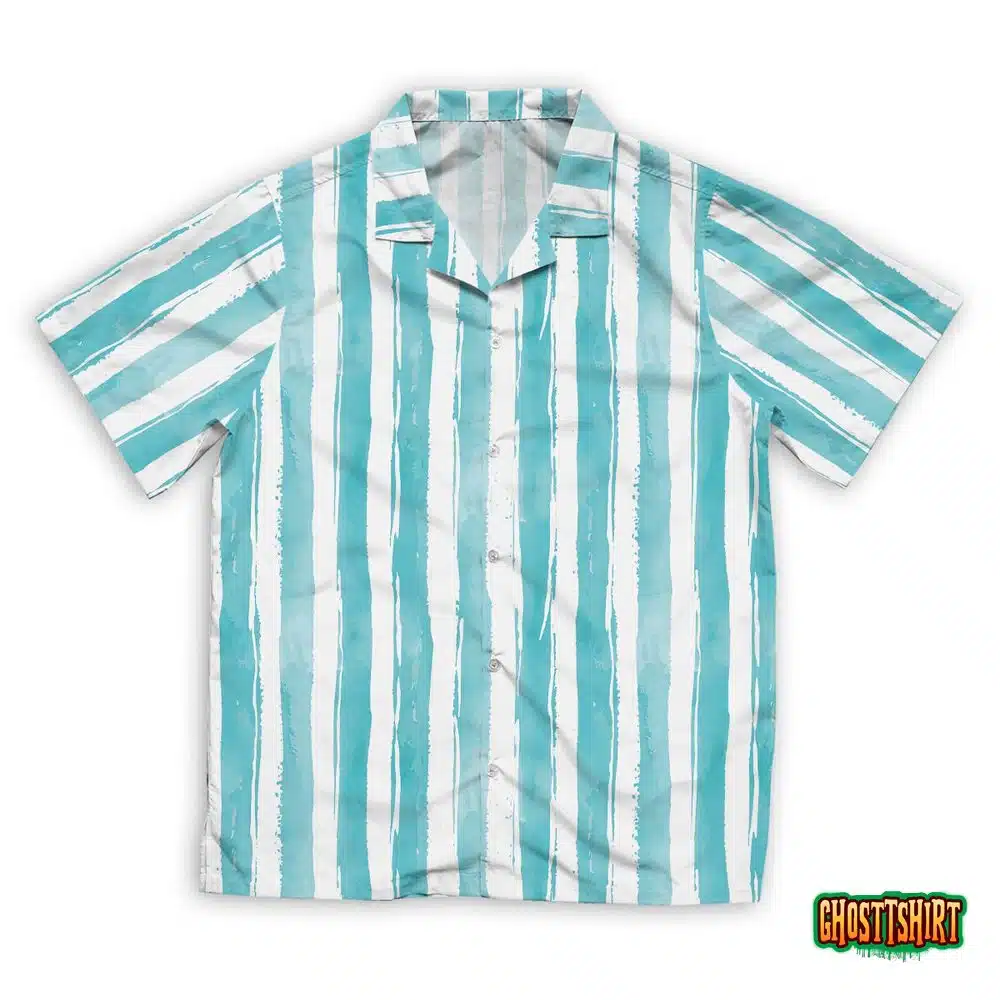 Blue Strip Pattern Hawaiian Beach Shirt