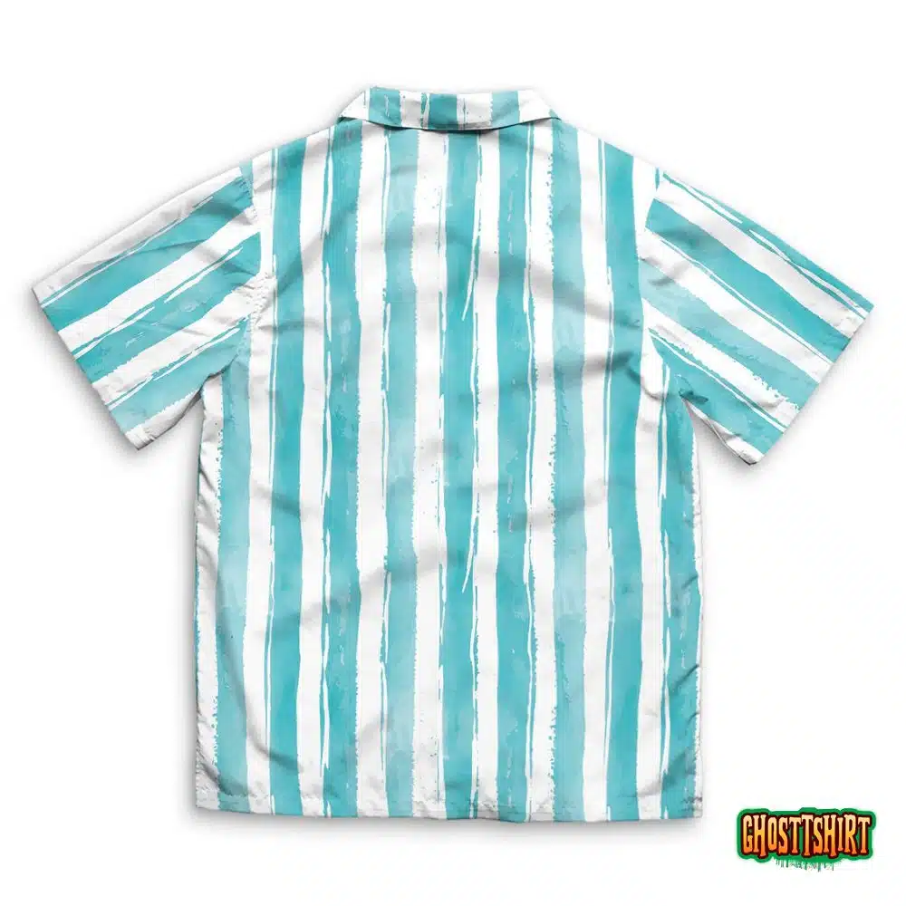 Blue Strip Pattern Hawaiian Beach Shirt