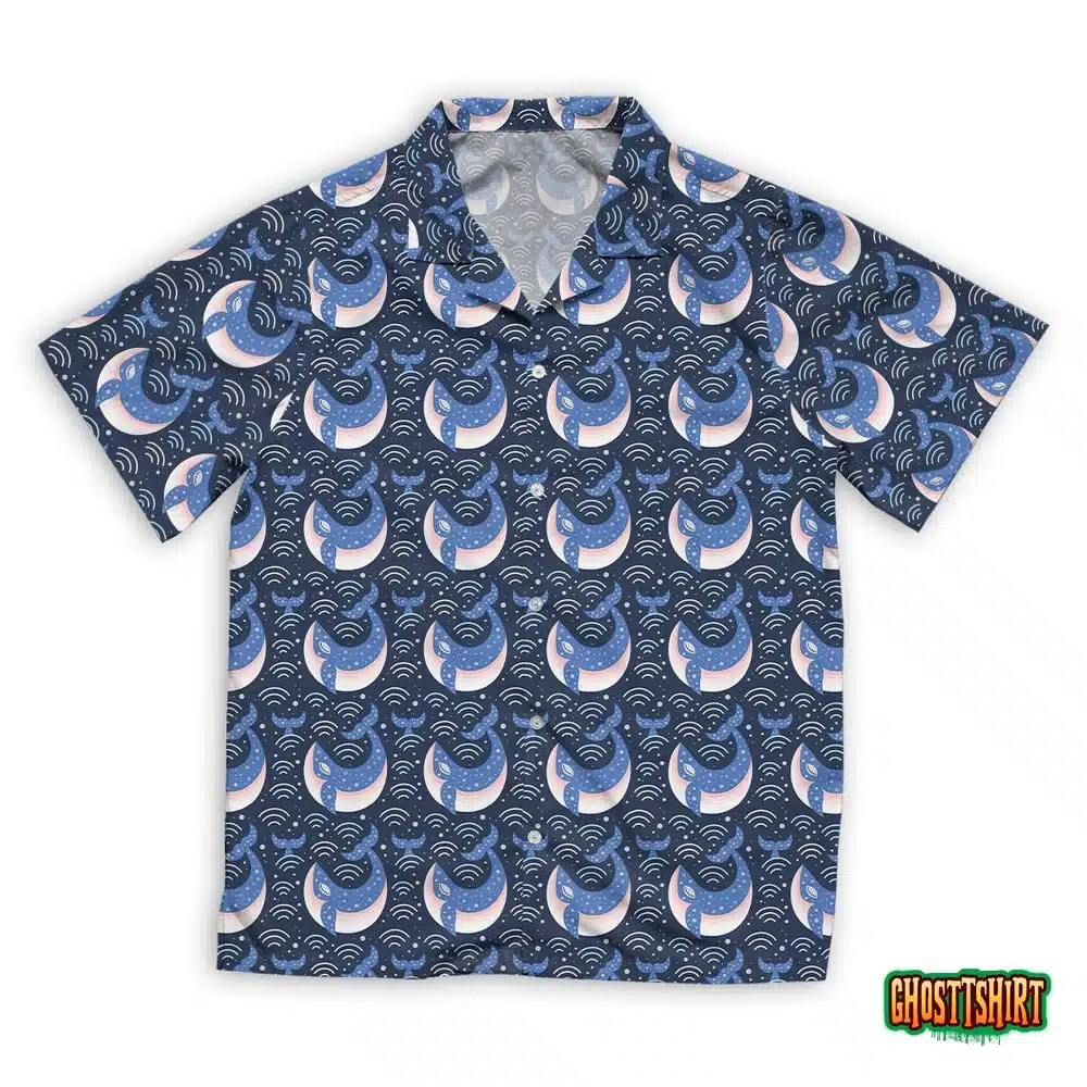 Blue Whale On Waves Hawaiian Beach Shirt