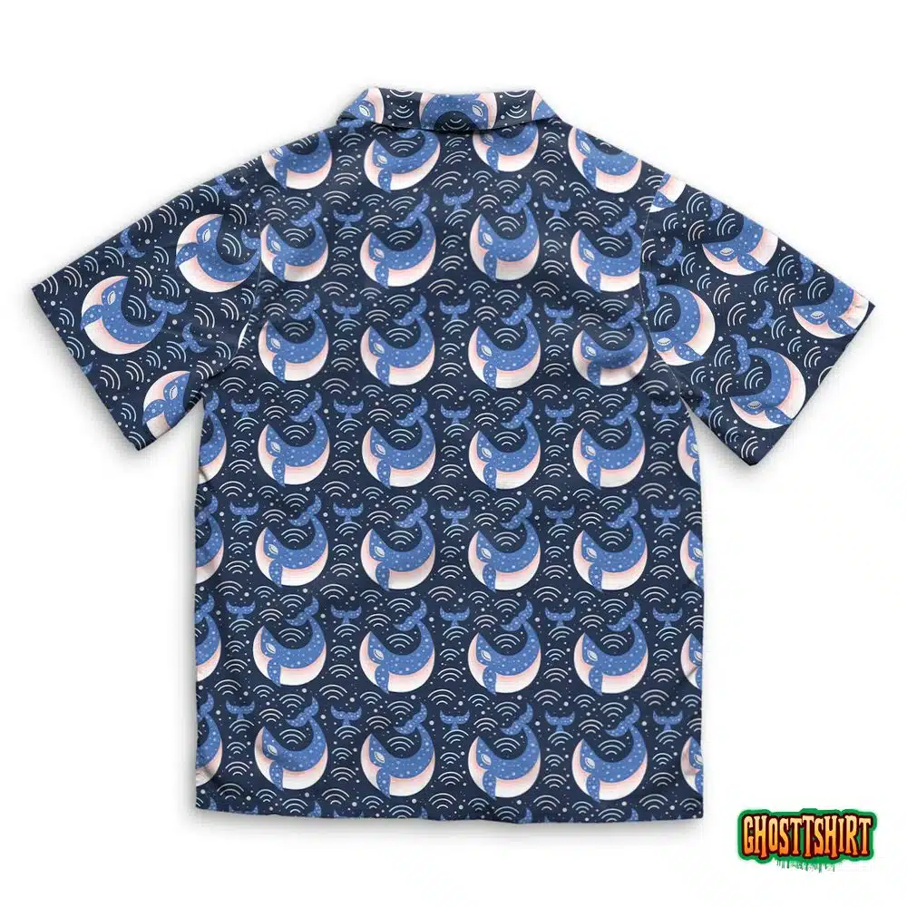 Blue Whale On Waves Hawaiian Beach Shirt