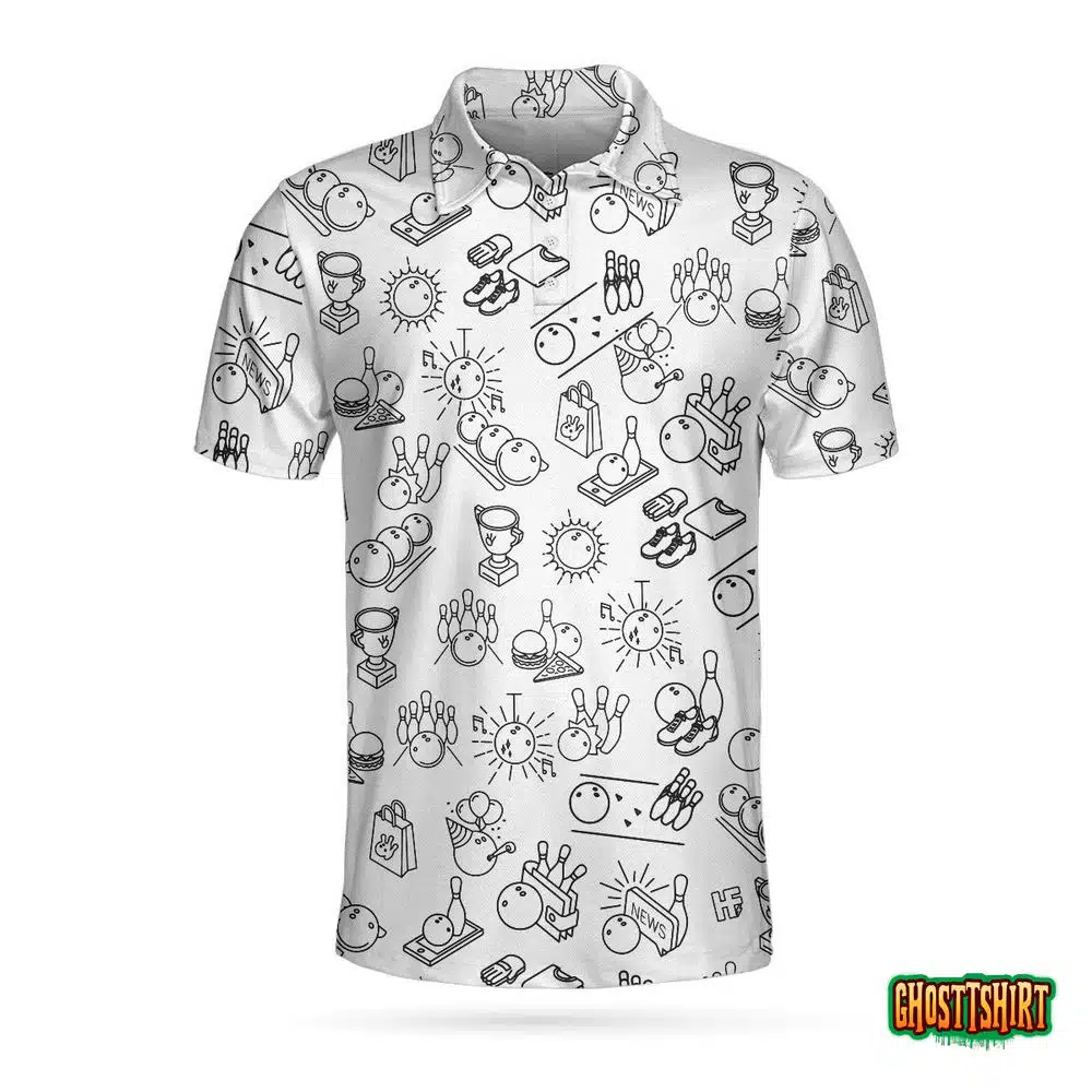 Bowling Icon Pattern Short Sleeve Polo Shirt