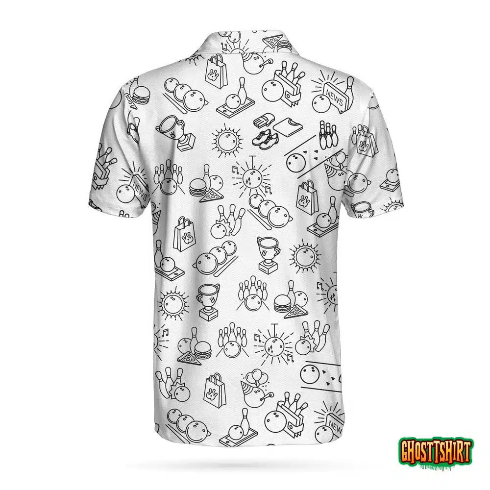 Bowling Icon Pattern Short Sleeve Polo Shirt