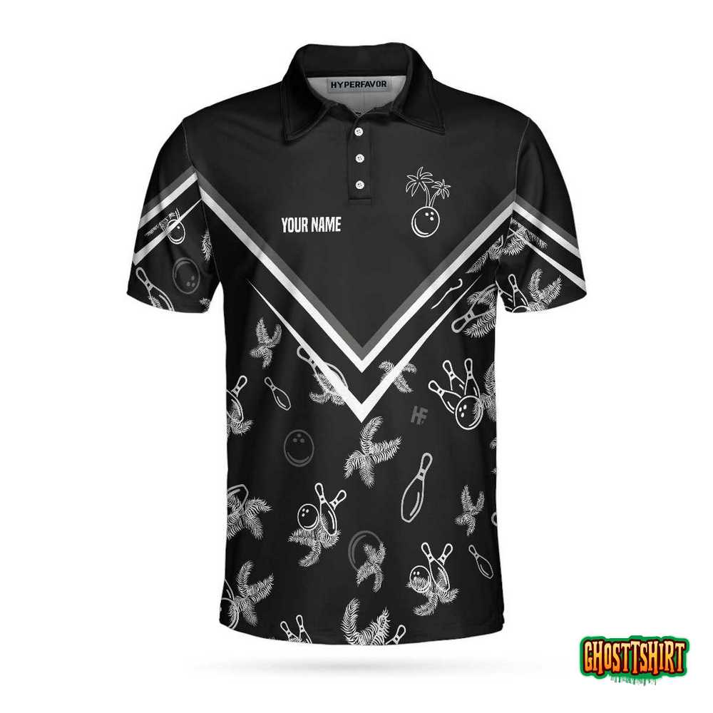 Bowling Monochrome Tropical Pattern Custom Polo Shirt