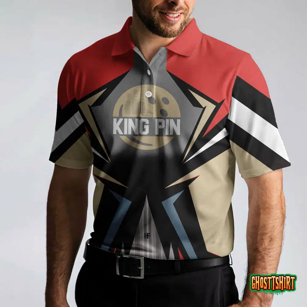 Bowling Red King Pin Custom Polo Shirt
