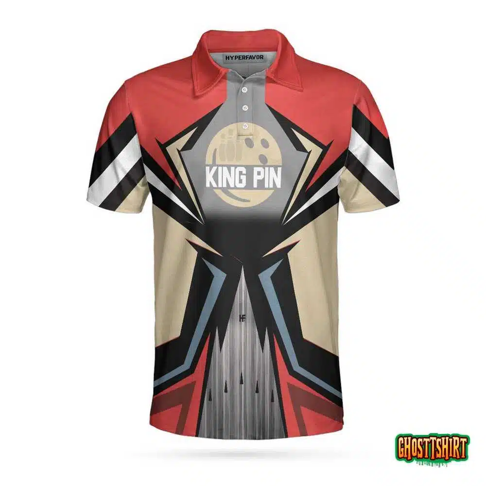 Bowling Red King Pin Custom Polo Shirt