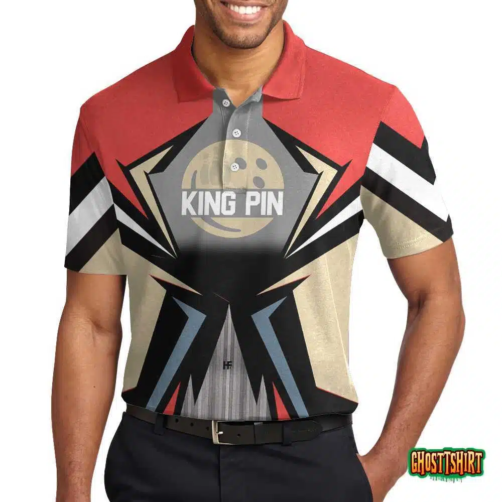 Bowling Red King Pin Custom Polo Shirt