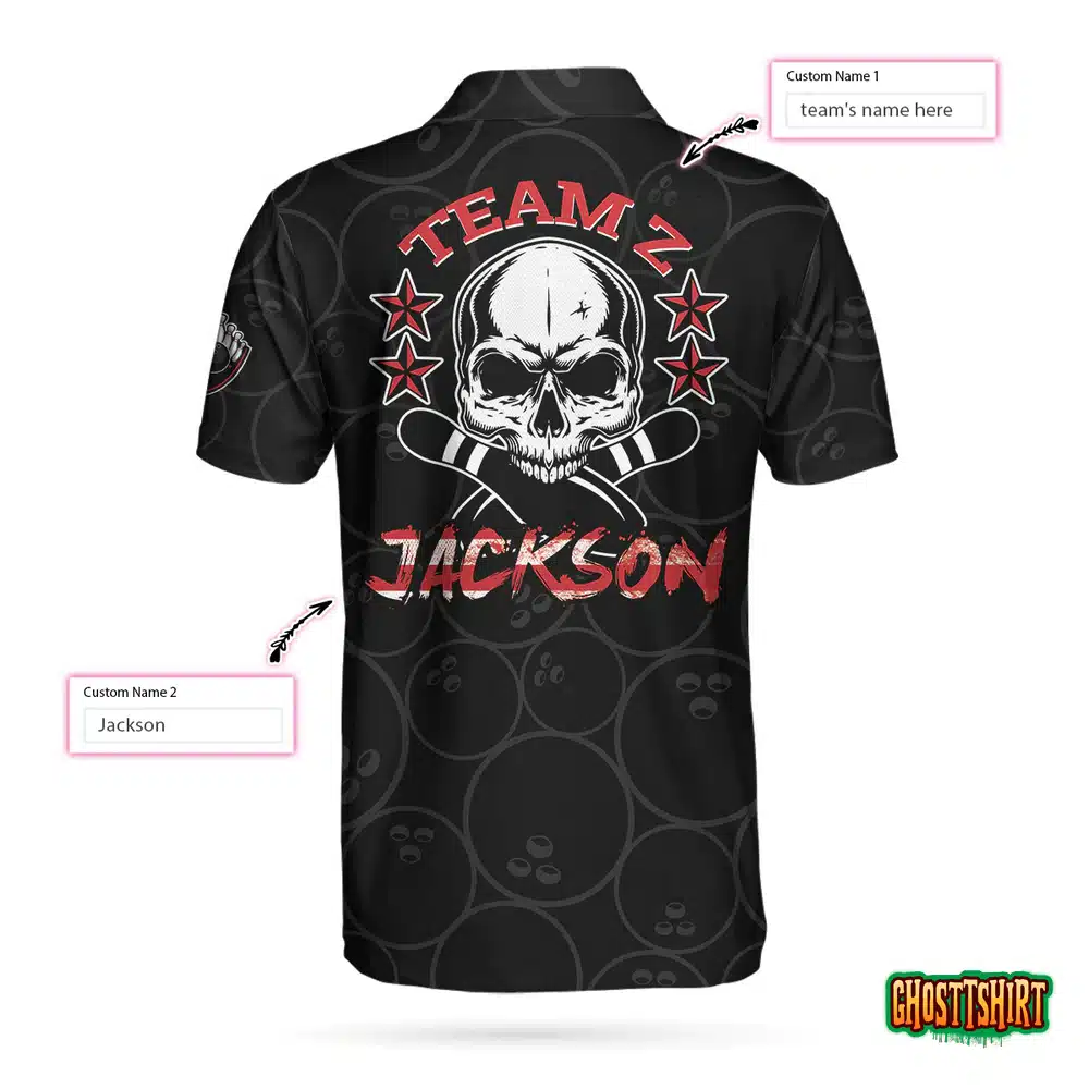 Bowling Team Skull Short Sleeve Custom Polo Shirt