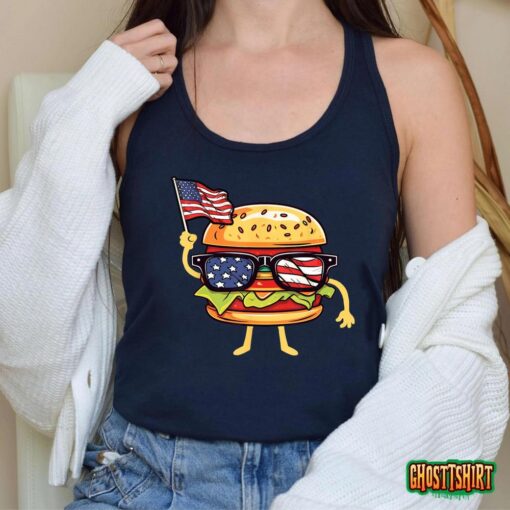 Burger Sunglasses American Flag Usa 4th Of July T-Shirt