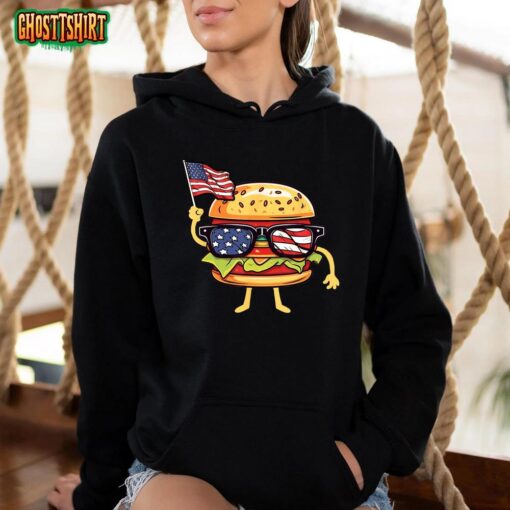 Burger Sunglasses American Flag Usa 4th Of July T-Shirt