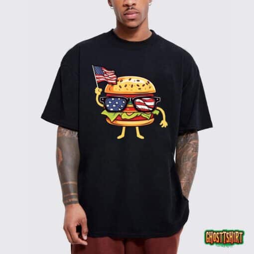 Burger Sunglasses American Flag Usa 4th Of July T-Shirt