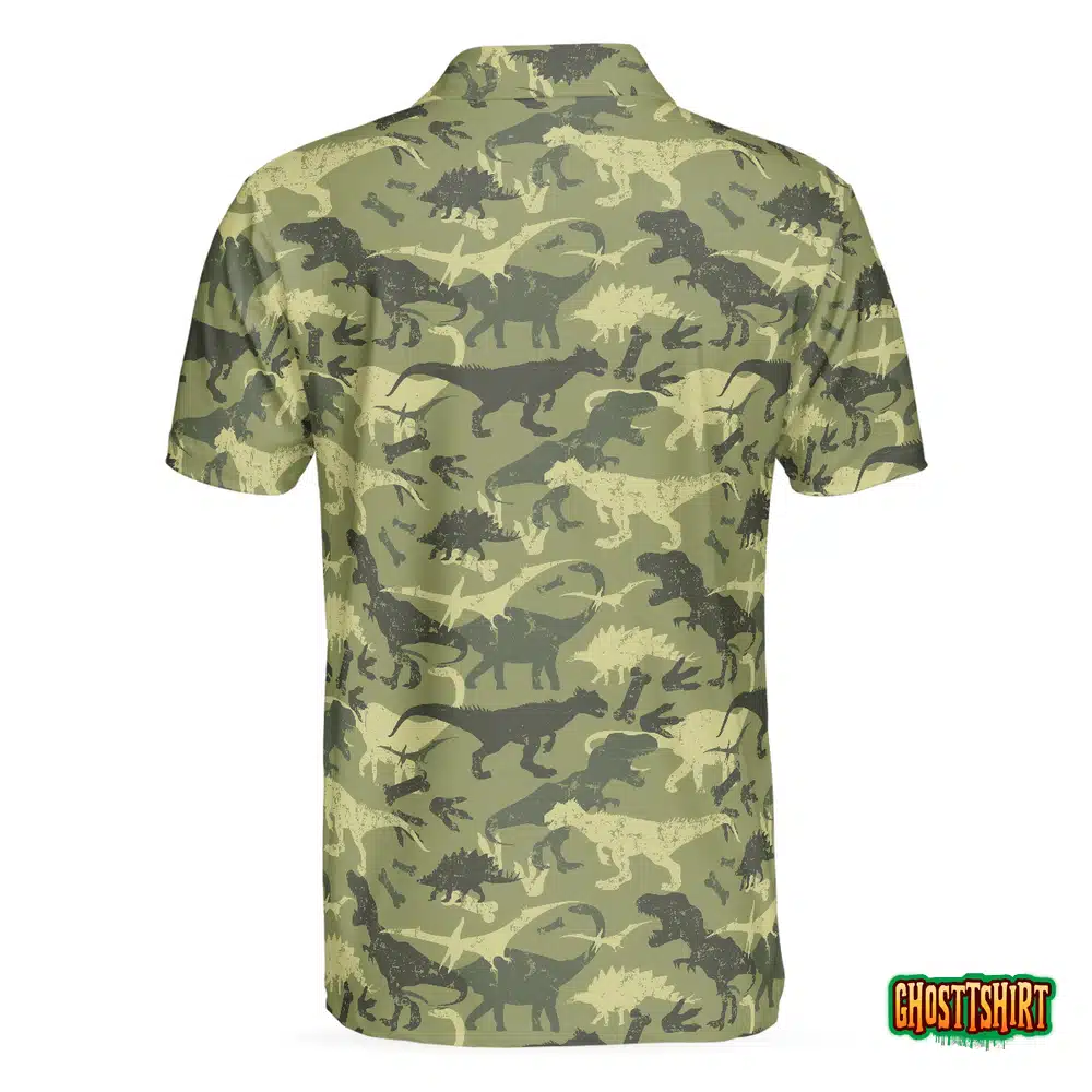Camouflage Dinosaur Pattern Short Sleeve Polo Shirt