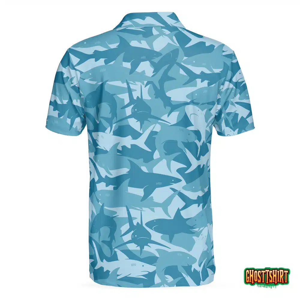 Camouflage Ocean Shark Pattern Short Sleeve Polo Shirt