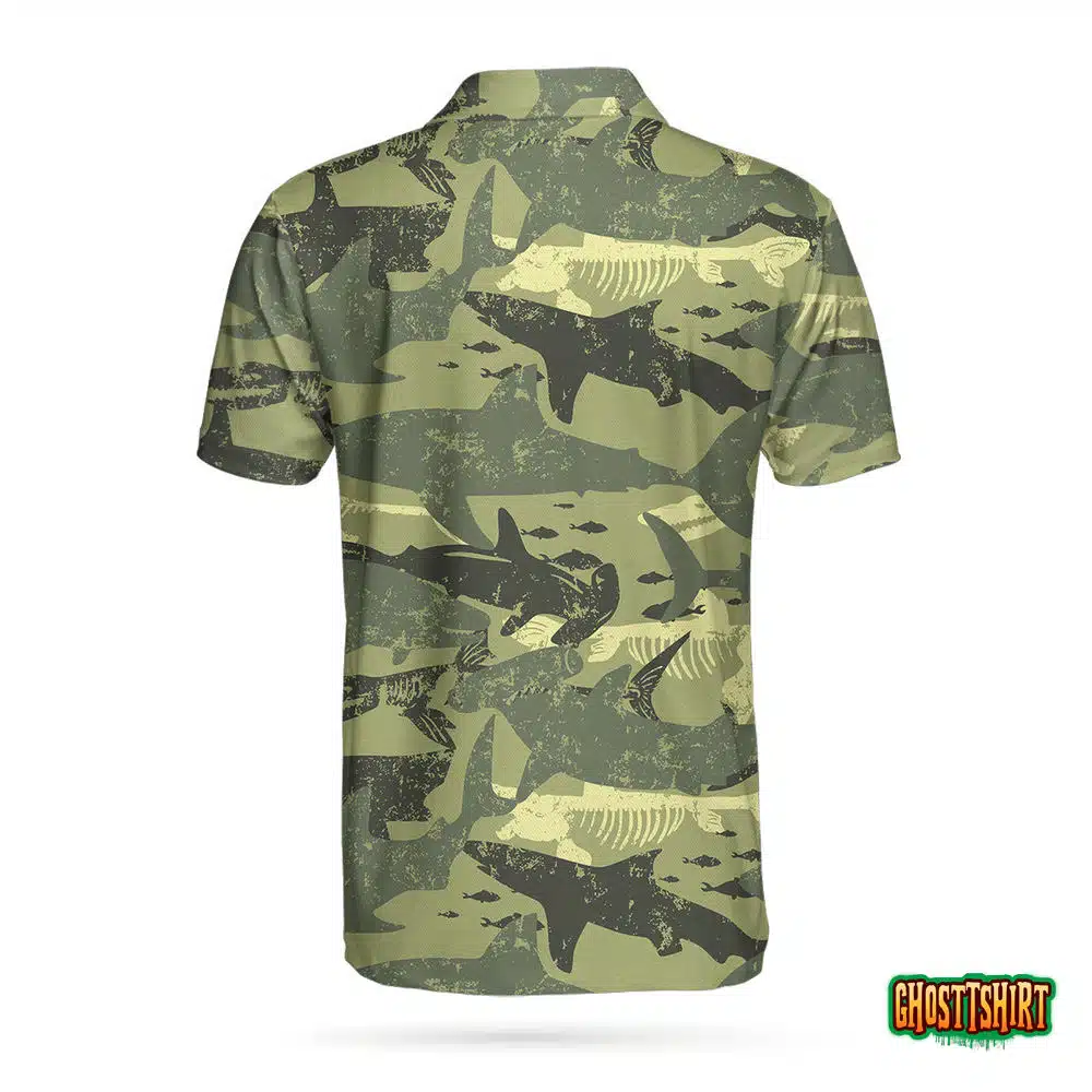 Camouflage Shark Pattern Short Sleeve Polo Shirt