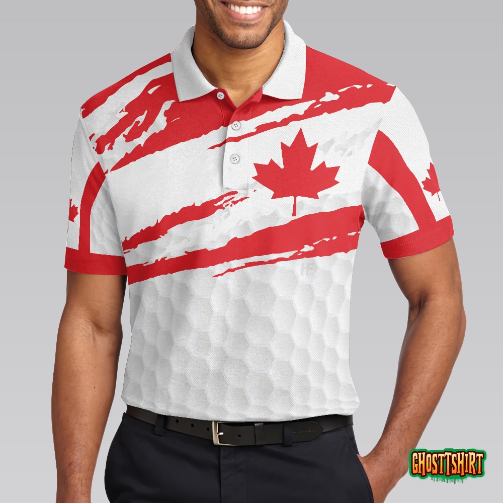 Canada Flag Golf Texture Polo Shirt